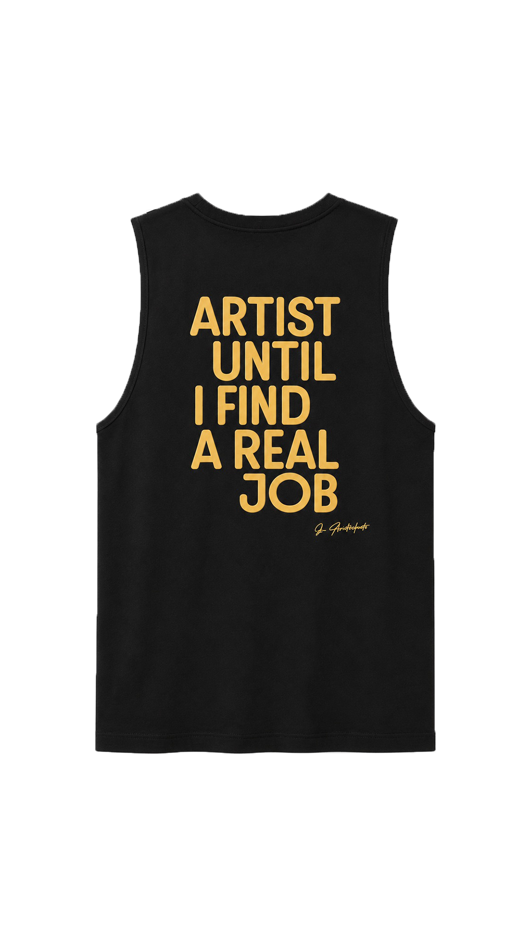 les aristochats Artist Until I Find A Real Job unisex black tank top, back packshot