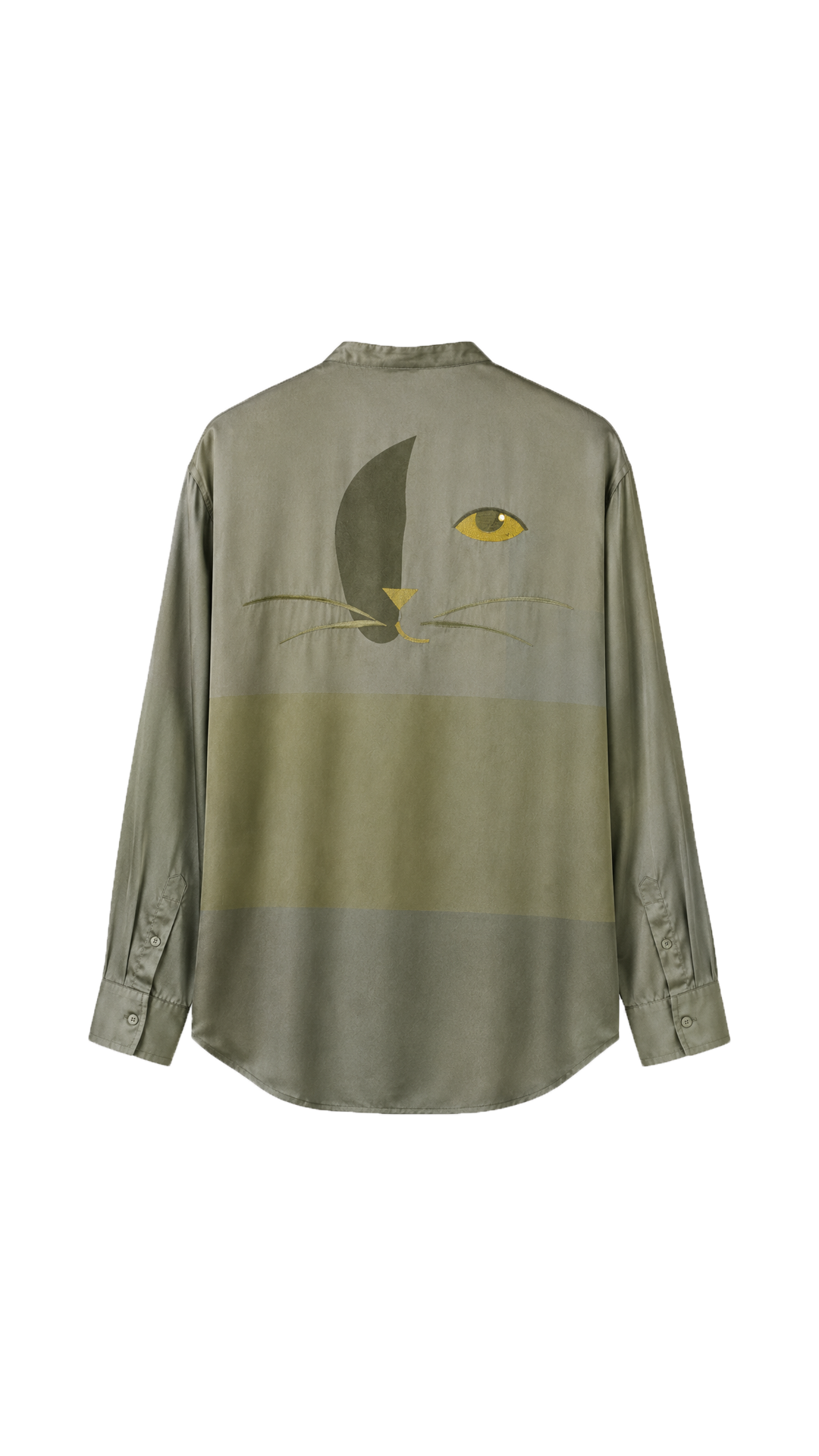 les aristochats Ashera Mao collar unisex shirt in green, back packshot