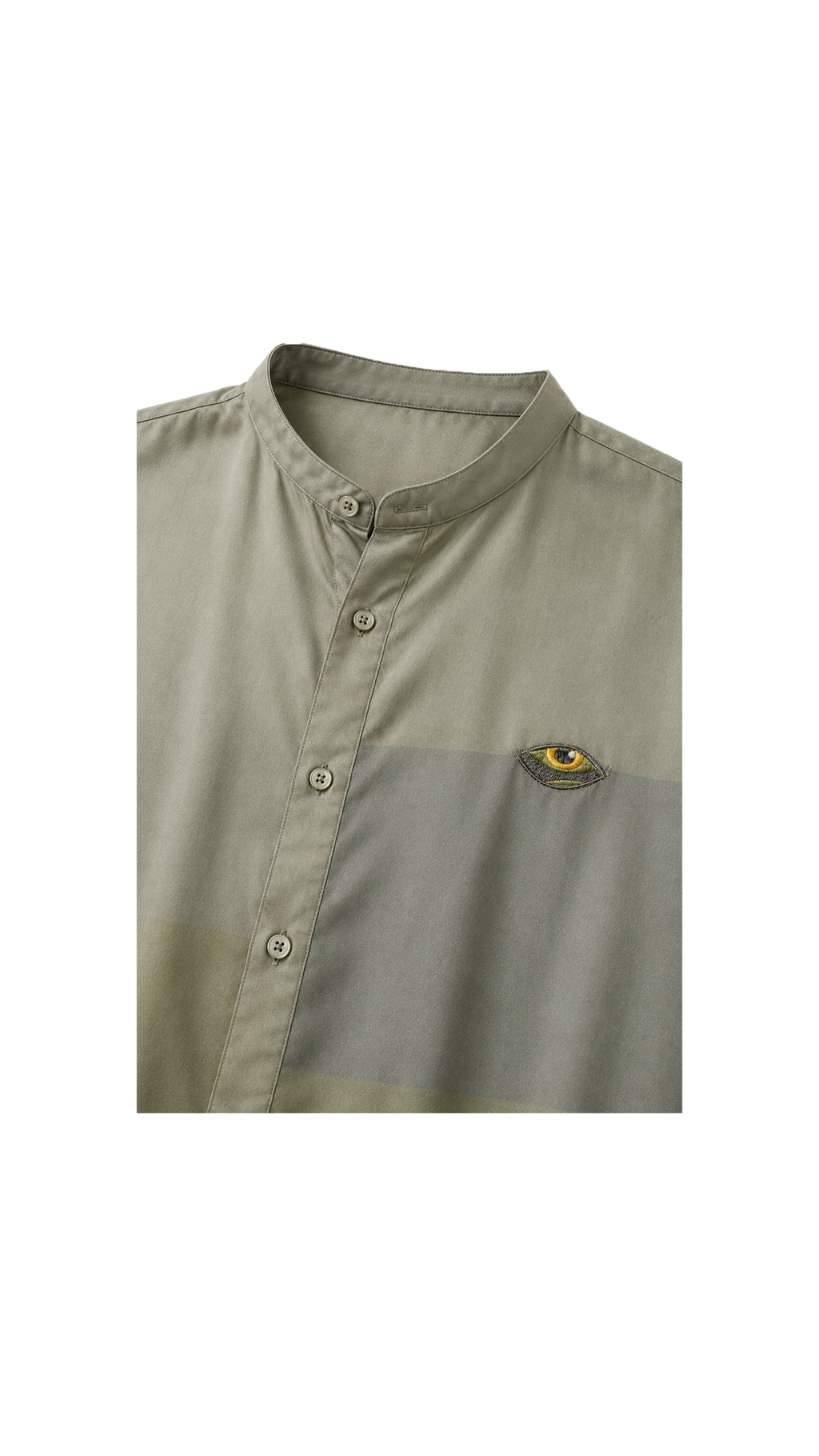 les aristochats Ashera Mao collar unisex shirt in green, close-up packshot