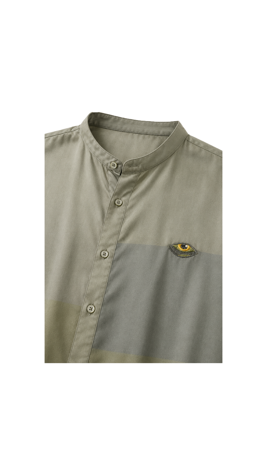 les aristochats Ashera Mao collar unisex shirt in green, close-up packshot