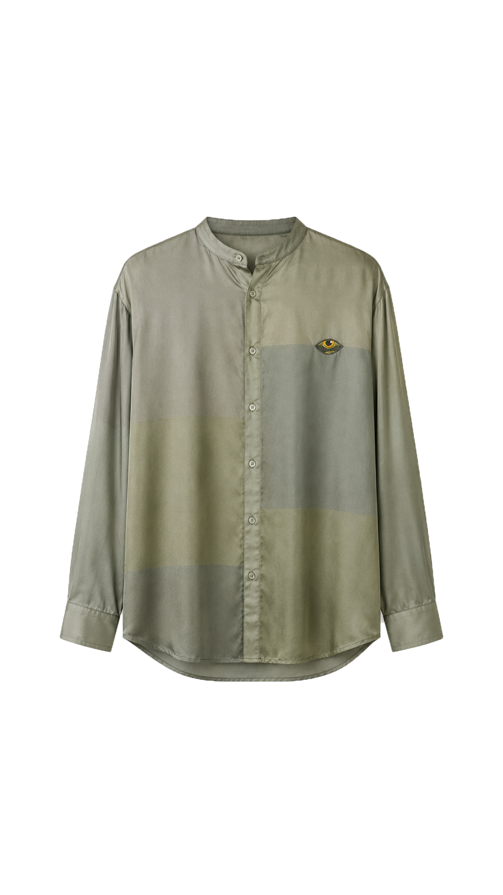 les aristochats Ashera Mao collar unisex shirt in green, front packshot