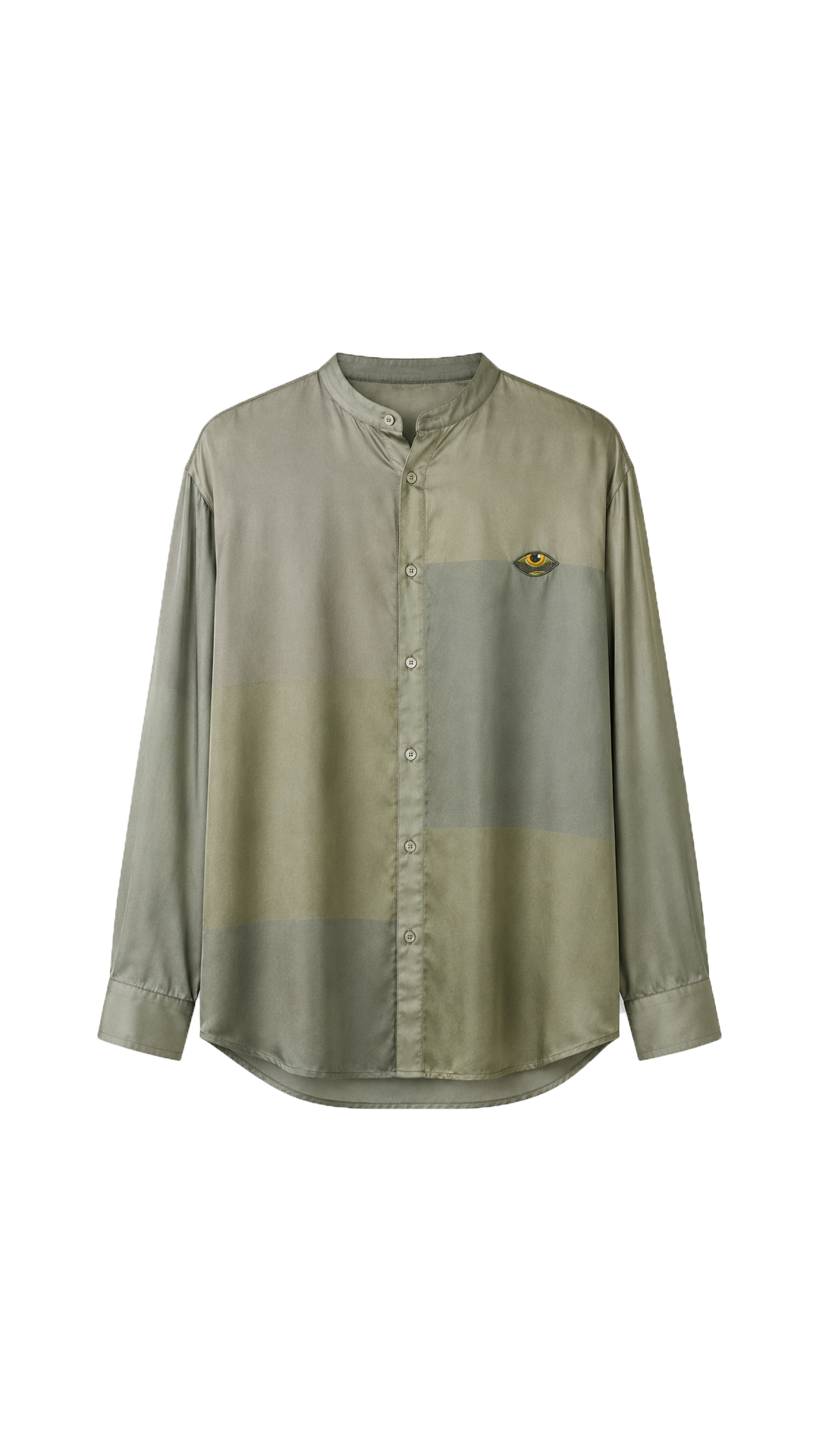 les aristochats Ashera Mao collar unisex shirt in green, front packshot