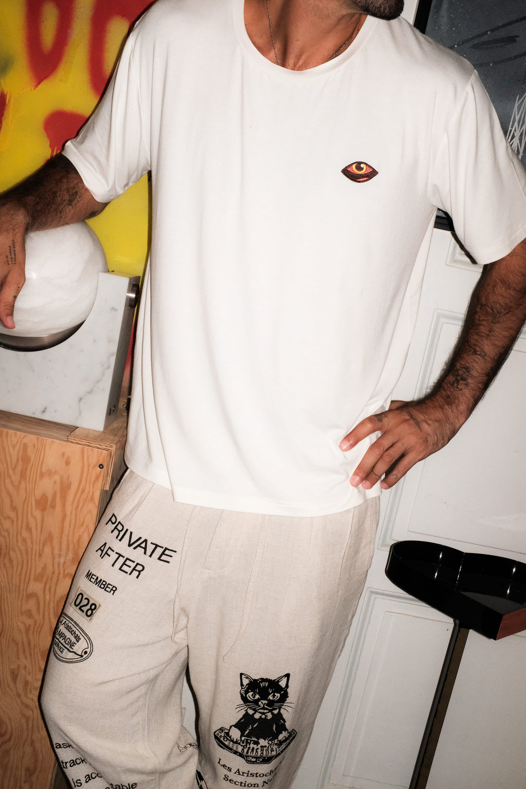 les aristochats white Artist t-shirt, styling view