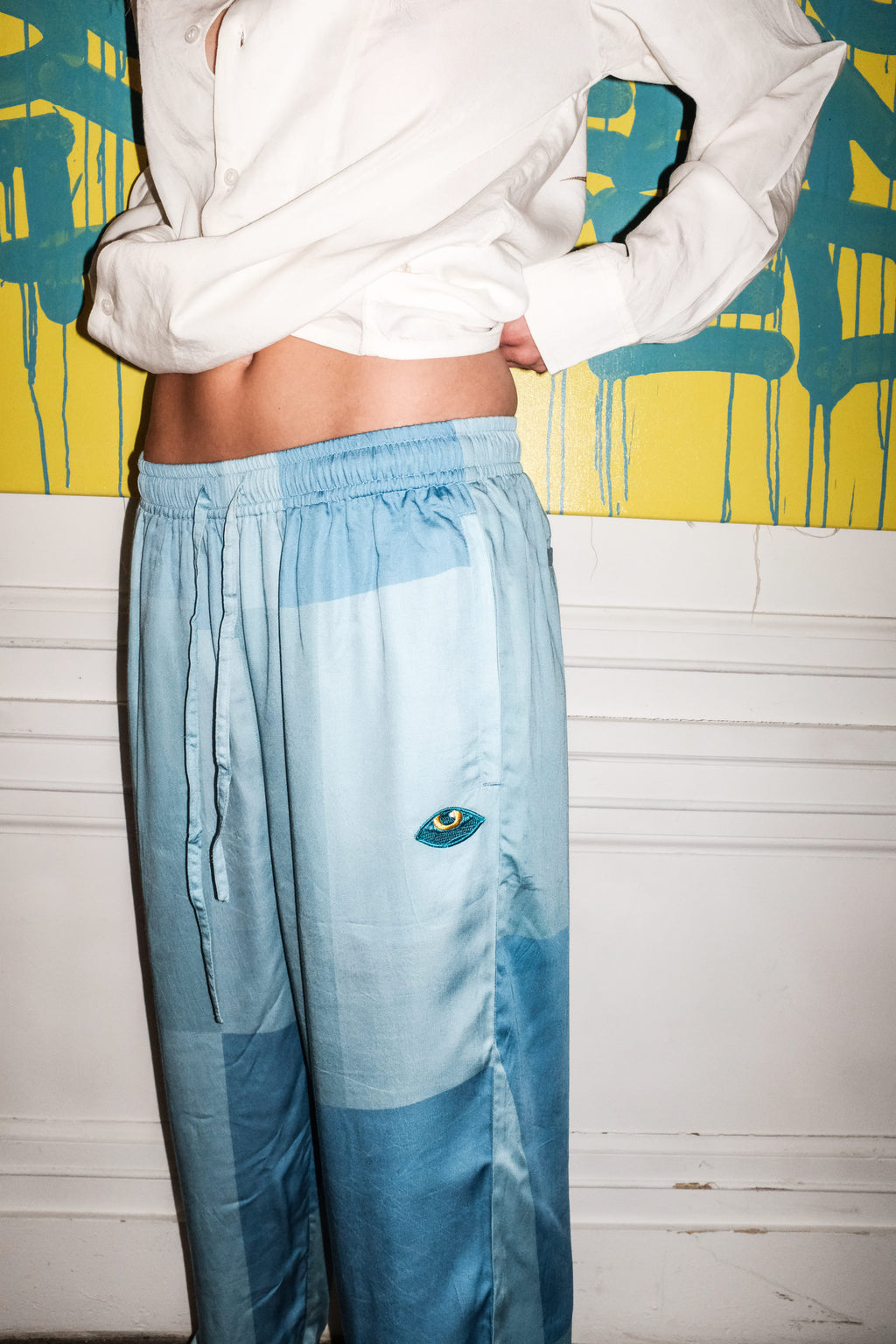 les aristochats Savannah baby blue pants, drawstring waist detail